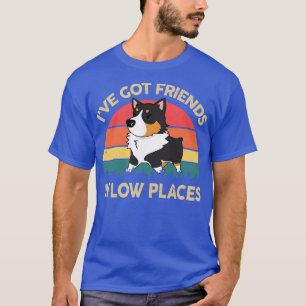 Womens Corgi Ive Got Friends In Low Place Black T T-Shirt
