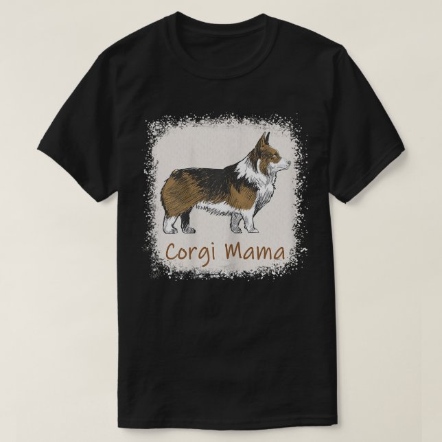 Womens Corgi Mama Bleached Cute Dog Mum Gifts  T-Shirt (Design Front)