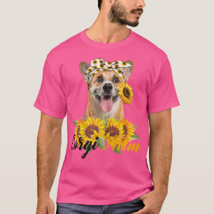 Womens Corgi Mum Sunflower Summer Dog Mum Mama Wom T-Shirt