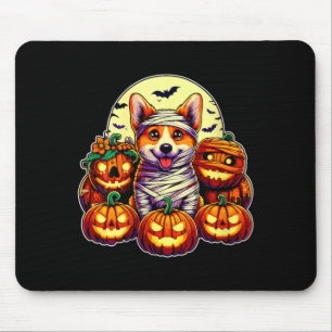 Womens Corgi Mummy And Pumpkins Cute Halloween Mouse Mat
