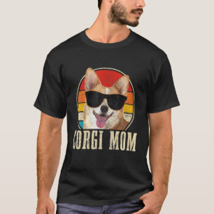 Womens Corgis Mom Vintage Sunglasses Funny Corgis T-Shirt