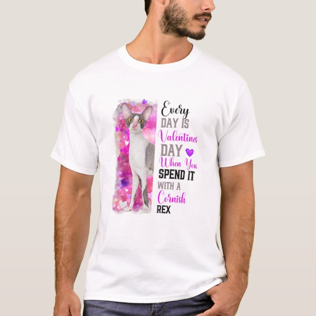 Womens Cornish Rex Cat Mum Valentines Day Cat Mama T-Shirt (Front)