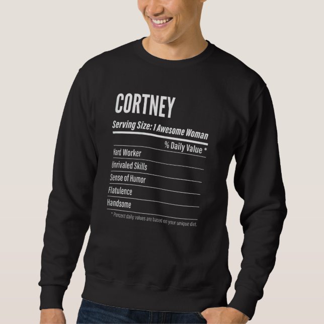 Womens Cortney  Nutritional Facts Serving Size Cal Sweatshirt (Front)