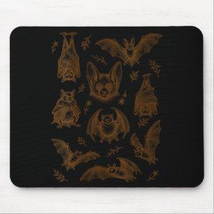 Women's cottagecore vintage woodcut bats _ cute mouse mat