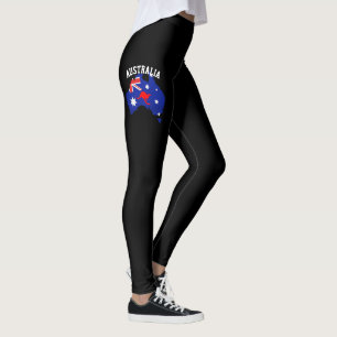 Women's Country Kangroo Blue & Red Australian Flag Leggings