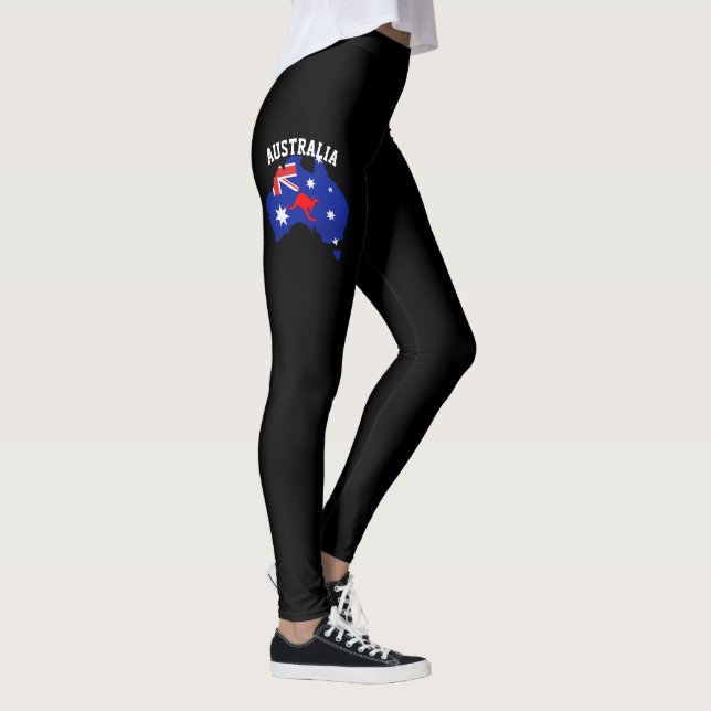 Women's Country Kangroo Blue & Red Australian Flag Leggings (Right)