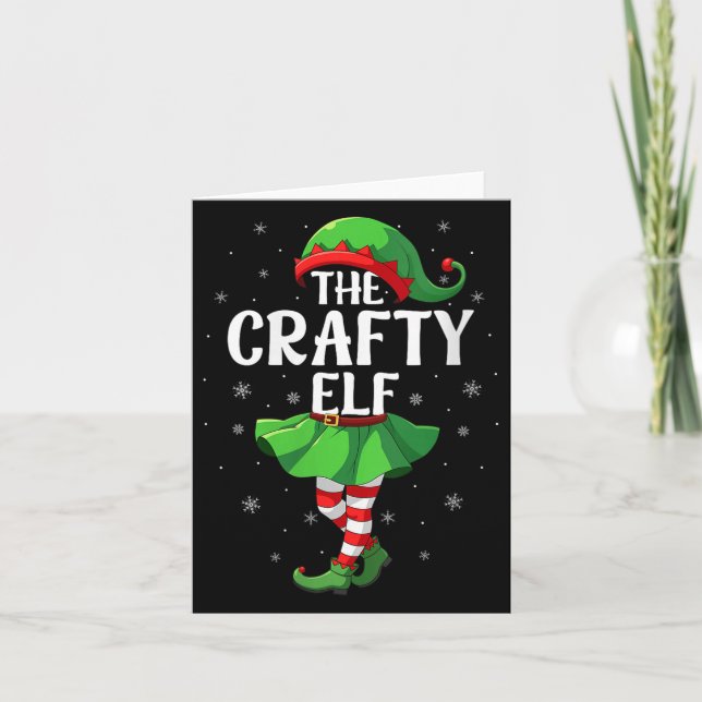 Womens Crafty Elf Christmas Girls Women Elf Squad  Card (Front)