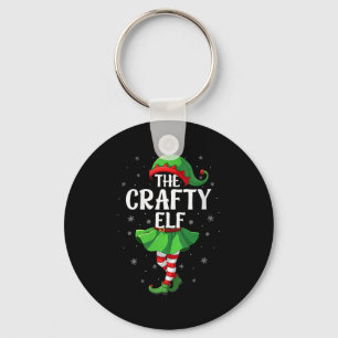 Womens Crafty Elf Christmas Girls Women Elf Squad Key Ring
