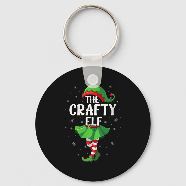 Womens Crafty Elf Christmas Girls Women Elf Squad  Key Ring (Front)