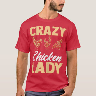 Womens Crazy Chicken Lover Leopard Graphic Women C T-Shirt