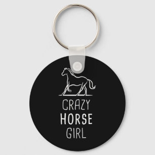 Womens Crazy Horse Girl Funny Horseback Riding Key Ring