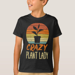 Womens Crazy Plant Lady Sunset Retro Gardening Gar T-Shirt