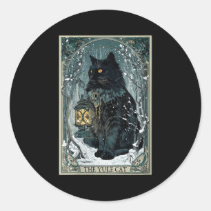 Womens Creepmas Vintage The Yule Cat Tarot Card Da Classic Round Sticker