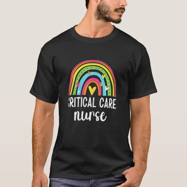 Womens Critical Care Nurse Nursing Rainbow Intensi T-Shirt (Front)