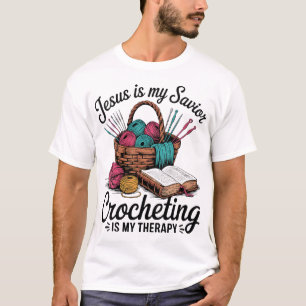 Womens Crocheting Religious Christian Jesus God  T-Shirt