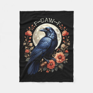 Womens Crow Funny Raven Moon Humour Nature Graphic Fleece Blanket
