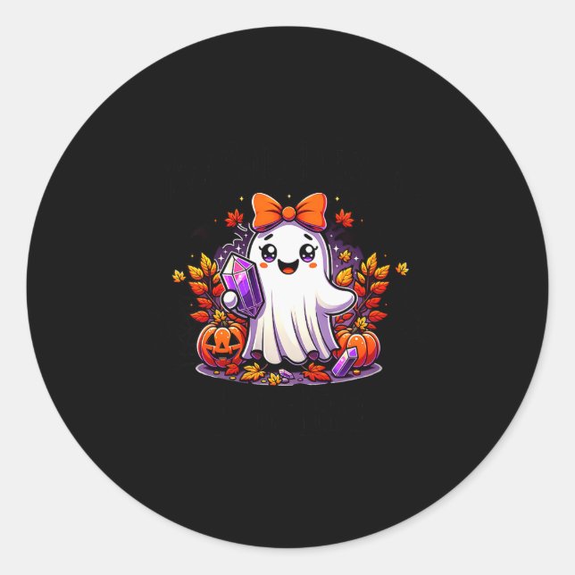 Womens Crystals Halloween Ghost Trendy Soky Bats N Classic Round Sticker (Front)