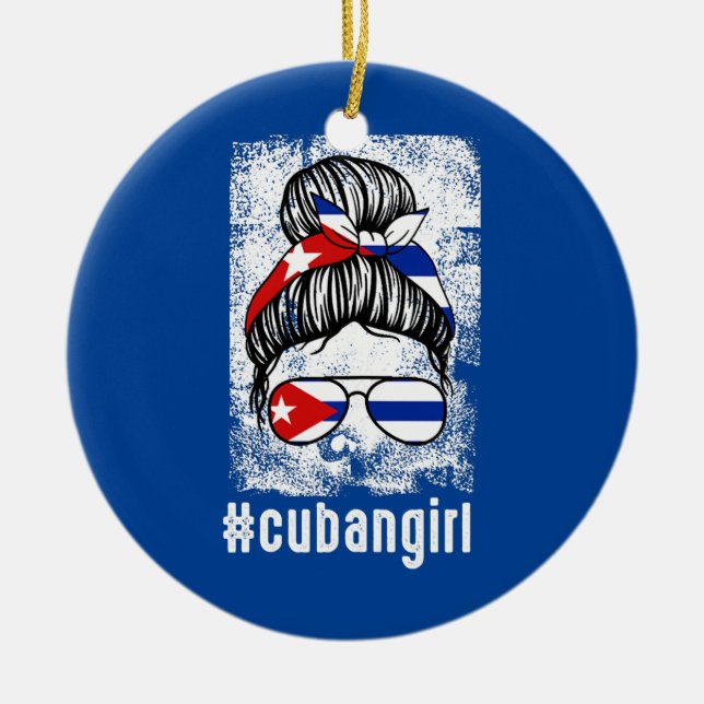 Womens cuban girl Cuban Cuba girl  Ceramic Tree Decoration (Front)