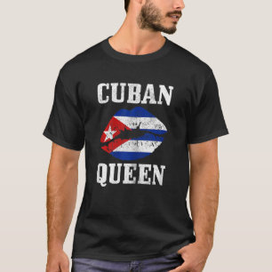 Womens Cuban Queen Cuba Flag Pride Vintage Girls T-Shirt