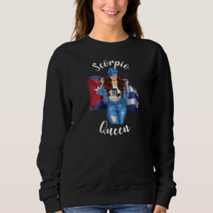 Womens Cuban Scorpio Queen Of Cuba Flag Zodiac Sym Sweatshirt