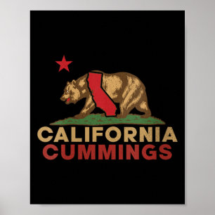 Womens Cummings California Vintage Bear Retro Poster