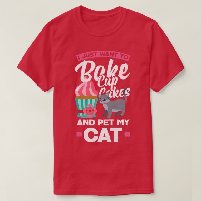 Womens Cupcake Baking Cat Owner  T-Shirt (Design Front)