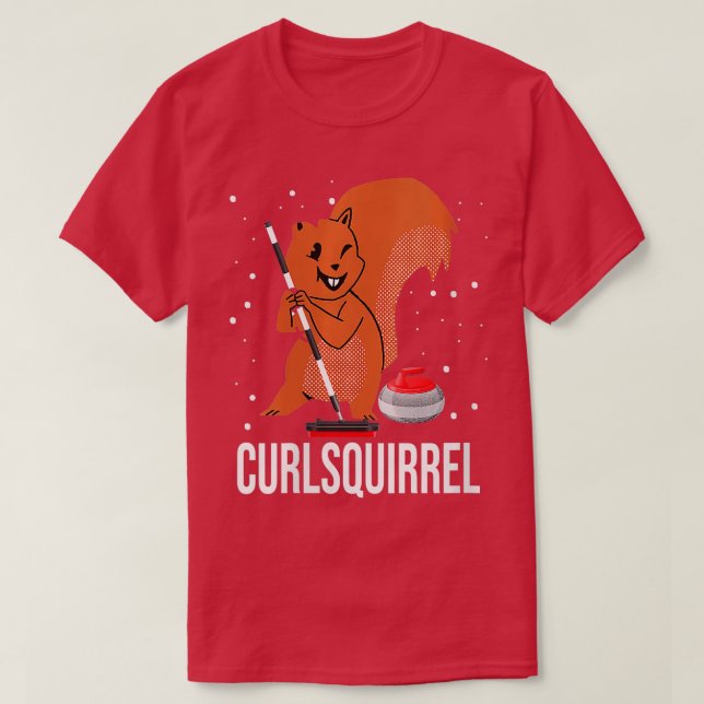 Womens Curling Sport Mascot Curlsquirrel Curling S T-Shirt (Design Front)