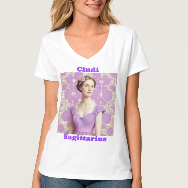 Women's Custom Name Zodiac Sign  T-Shirt (Front)