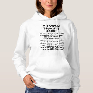 Women's Custom Personalised Classic White Hoodie