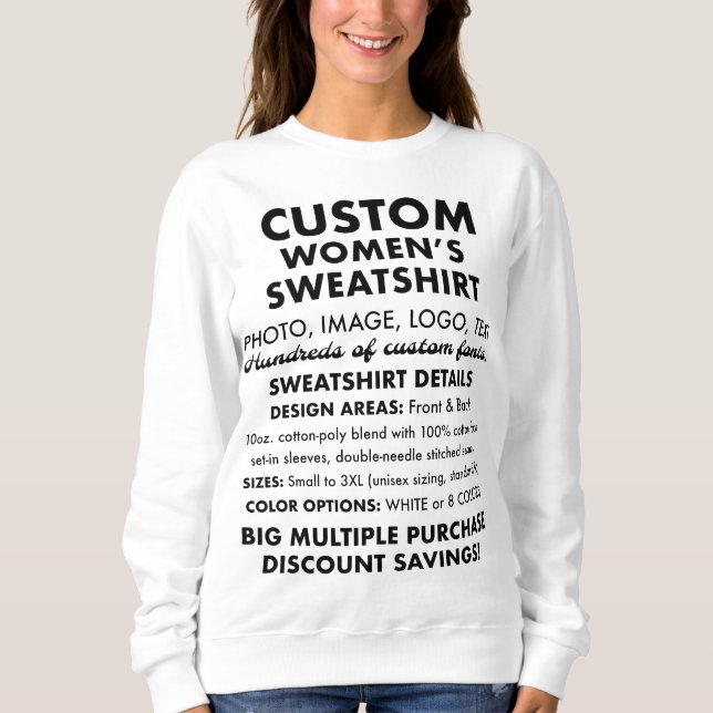 Women's Custom Personalised Sweatshirt - 9 Colours (Front)