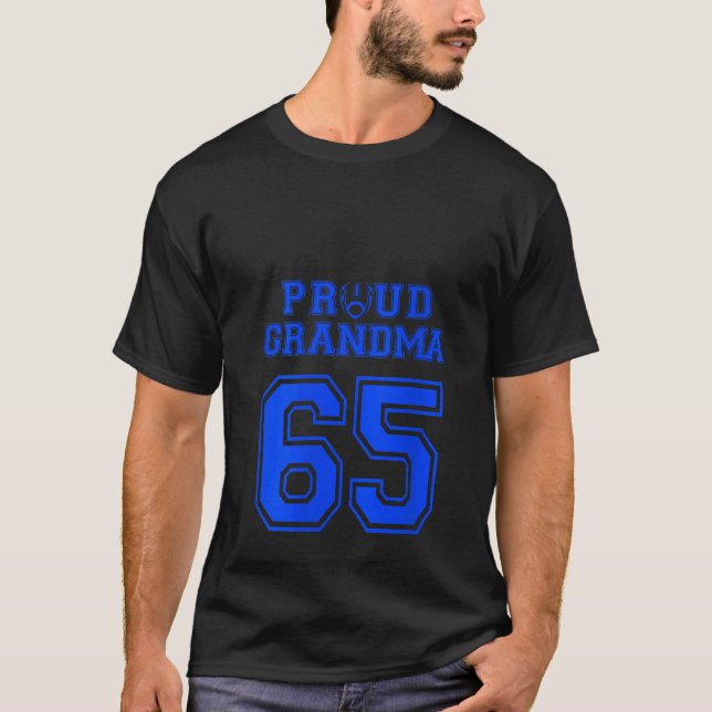 Womens Custom Proud Football Grandma Number 65 B P T-Shirt (Front)