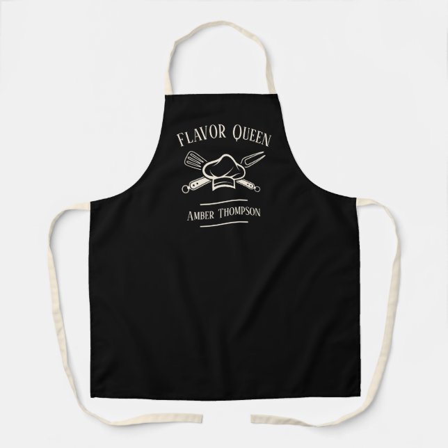 Women's Custom Text & Name Chef Cooking BBQ Apron (Front)