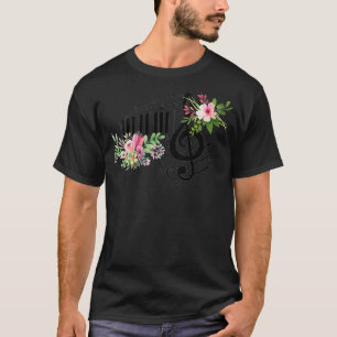 Womens cut music teacher with a Piano Keys Notes T-Shirt