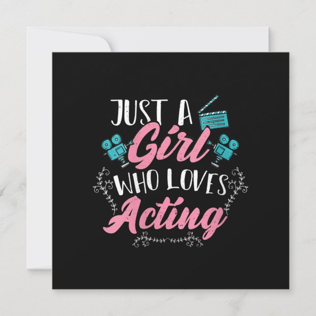 Womens Cute Actor Just A Girl Who Loves Acting Thank You Card (Front)