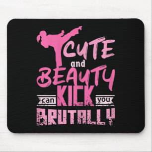 Womens Cute And Beauty Karate Kickboxing Girl Mouse Mat