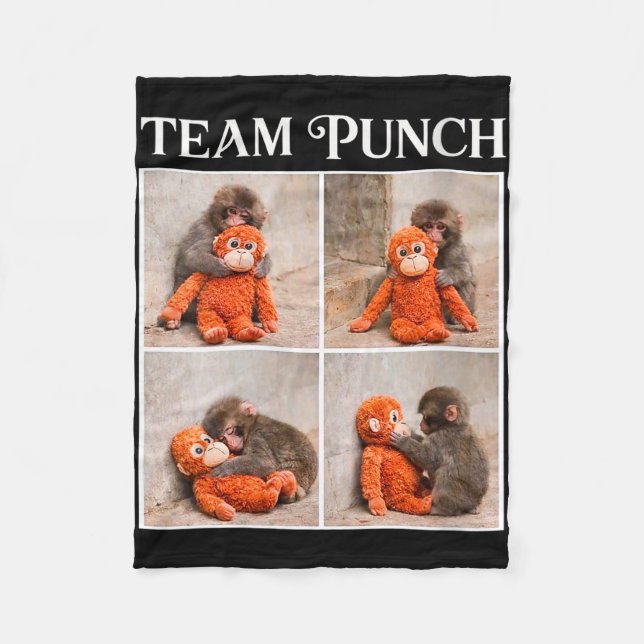 Women's cute baby monkey team punch  fleece blanket (Front)