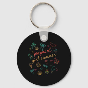 Womens Cute Beach Pregnancy Announcement Pregnant Key Ring