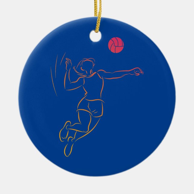 Womens Cute Beach Volleyball Girl Volleyball Ceramic Tree Decoration (Front)