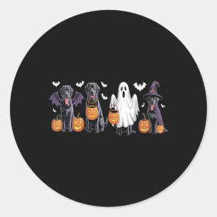 Womens Cute Black Labrador Dog Halloween Pumpkin Classic Round Sticker