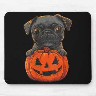 Womens Cute Black Pug Jack O Lantern Pumpkin Mouse Mat