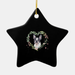 Womens Cute Boston Terrier Mum Flower Dog Lover Ceramic Tree Decoration