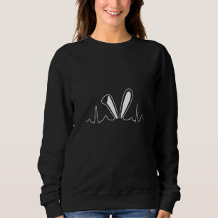 Womens Cute Bunny Ears Rabbit Easter Sunday Egg Hu Sweatshirt