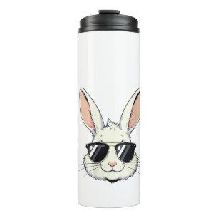 Womens Cute Bunny Face Glasses Girls Boy Rabbit Ea Thermal Tumbler