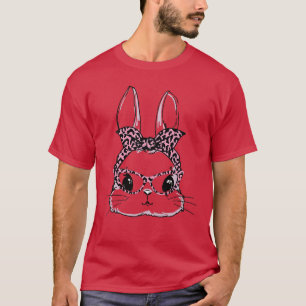 Womens Cute Bunny Face Leopard Glasses Headband Ha T-Shirt