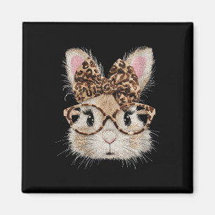 Women's Cute Bunny Rabbit Face Leopard Coquette Bo Magnet