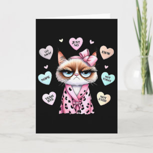 Womens Cute Cat Conversation Heart Anti Valentines Card