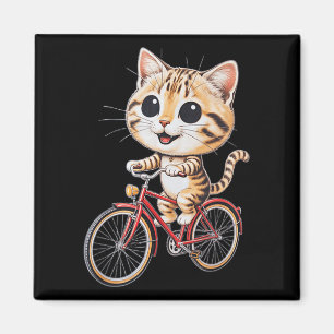 Womens Cute Cat Riding Bicycle Kawaii Cartoon Magnet