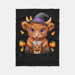 Womens Cute Cow Drinking Coffee Halloween Art V-ne Fleece Blanket