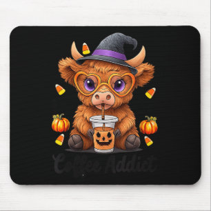 Womens Cute Cow Drinking Coffee Halloween Art V-ne Mouse Mat