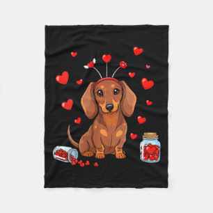 Womens Cute Dachshund Valentines Day Heart Love Do Fleece Blanket